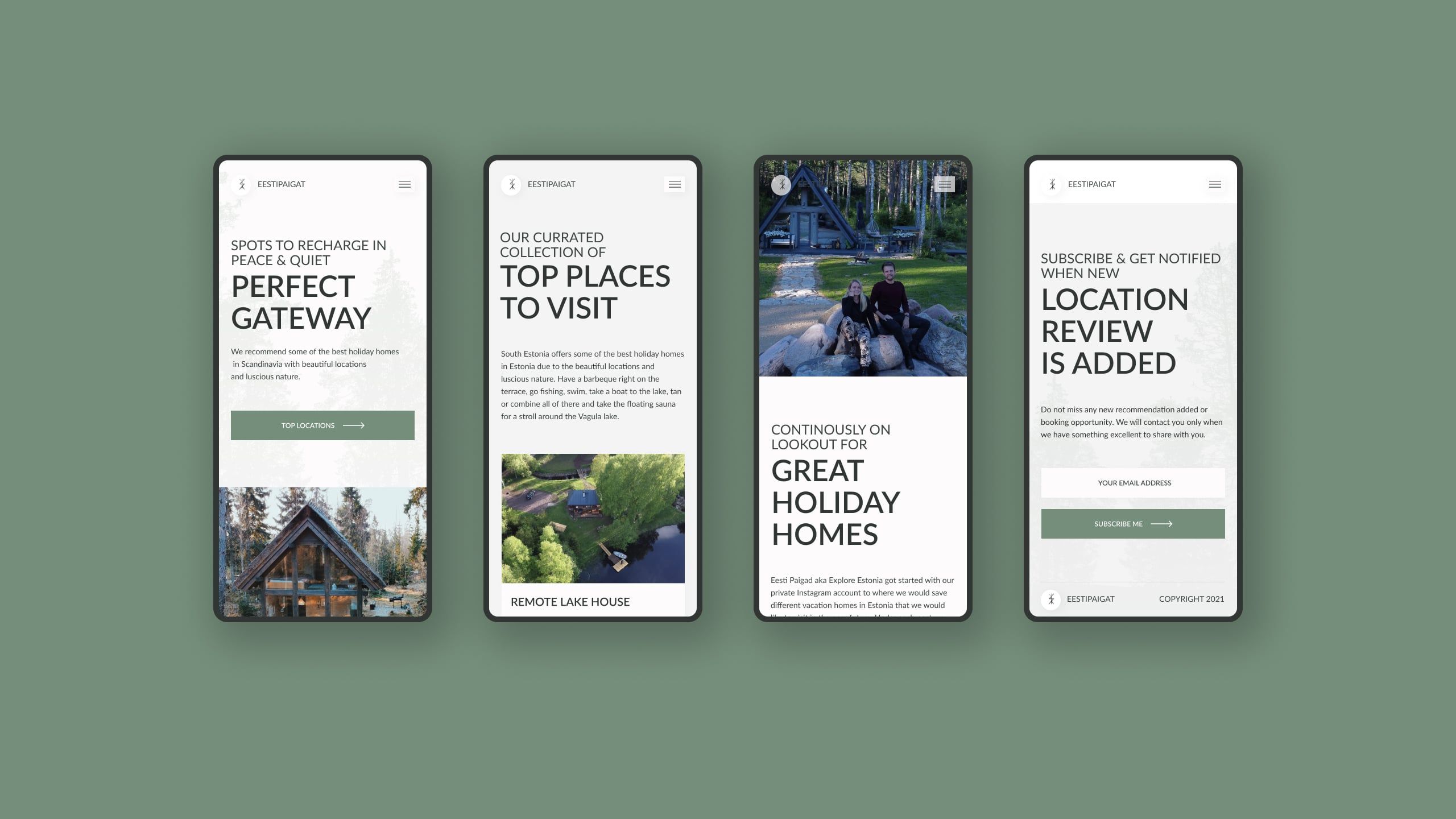 Mobile view mockup for landing page sections