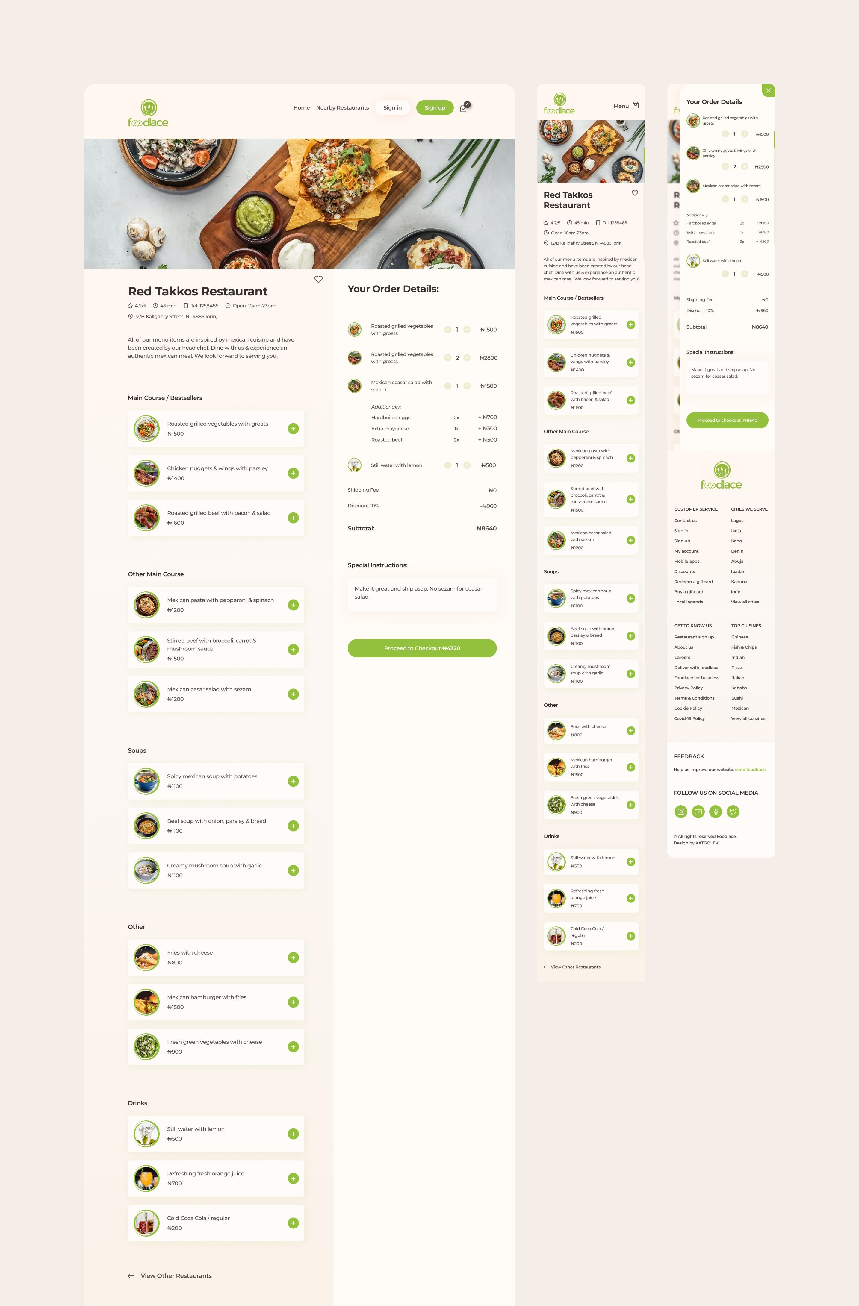 Responsive Restaurant Single Page Design for Food Ordering