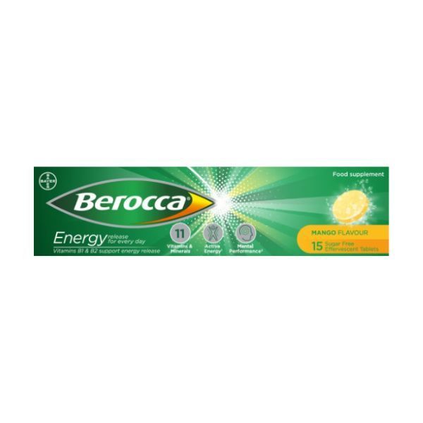 Berocca Energy Release Effervescent Tablets Mango Flavour (15)