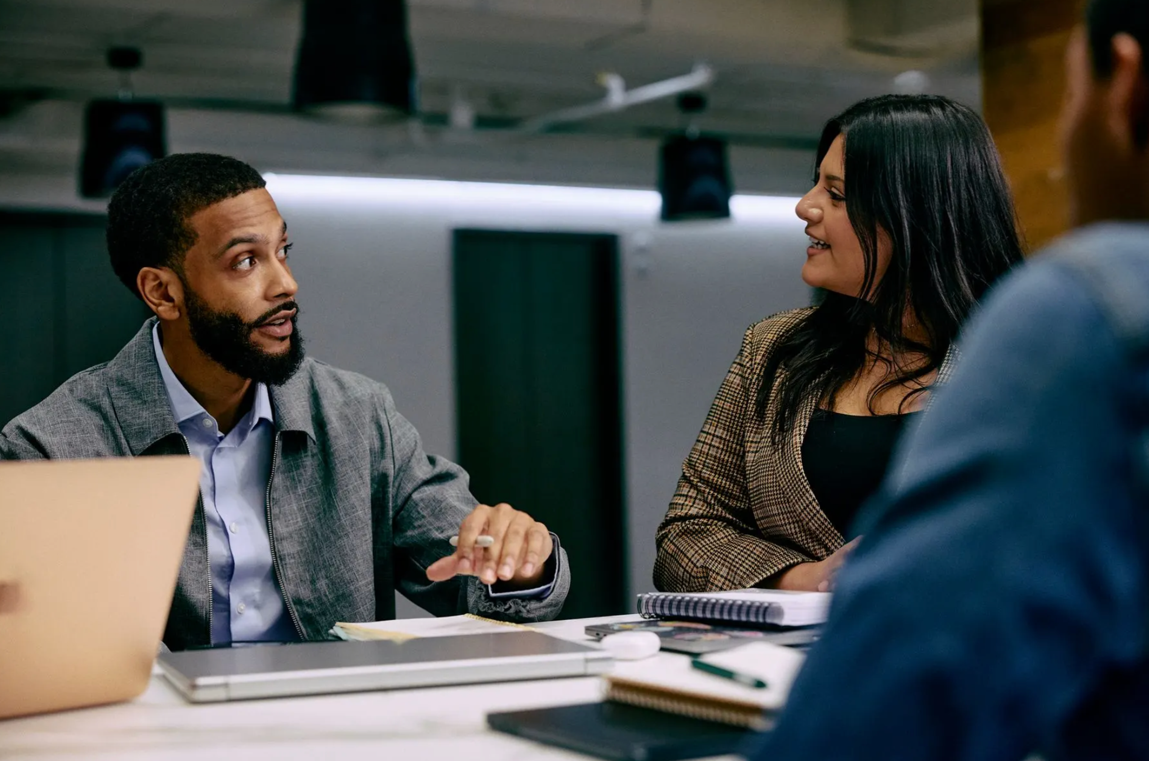 Colleagues collaborating in a meeting