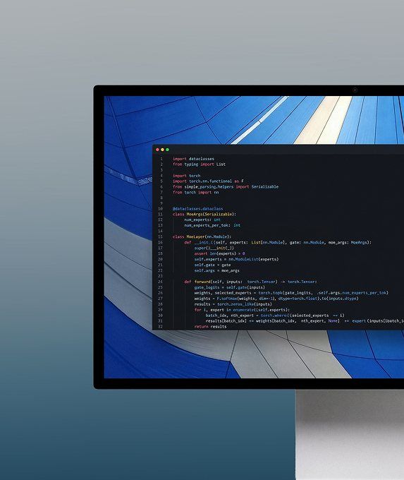 Code for a mixture-of-experts layer on a monitor