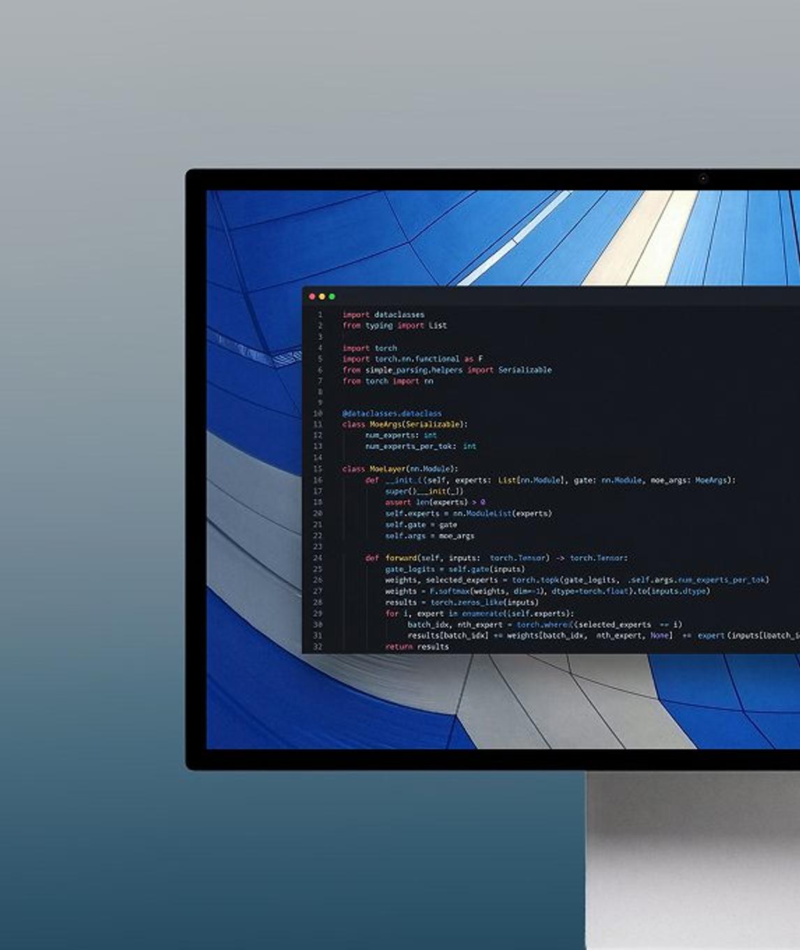 Code for a mixture-of-experts layer on a monitor