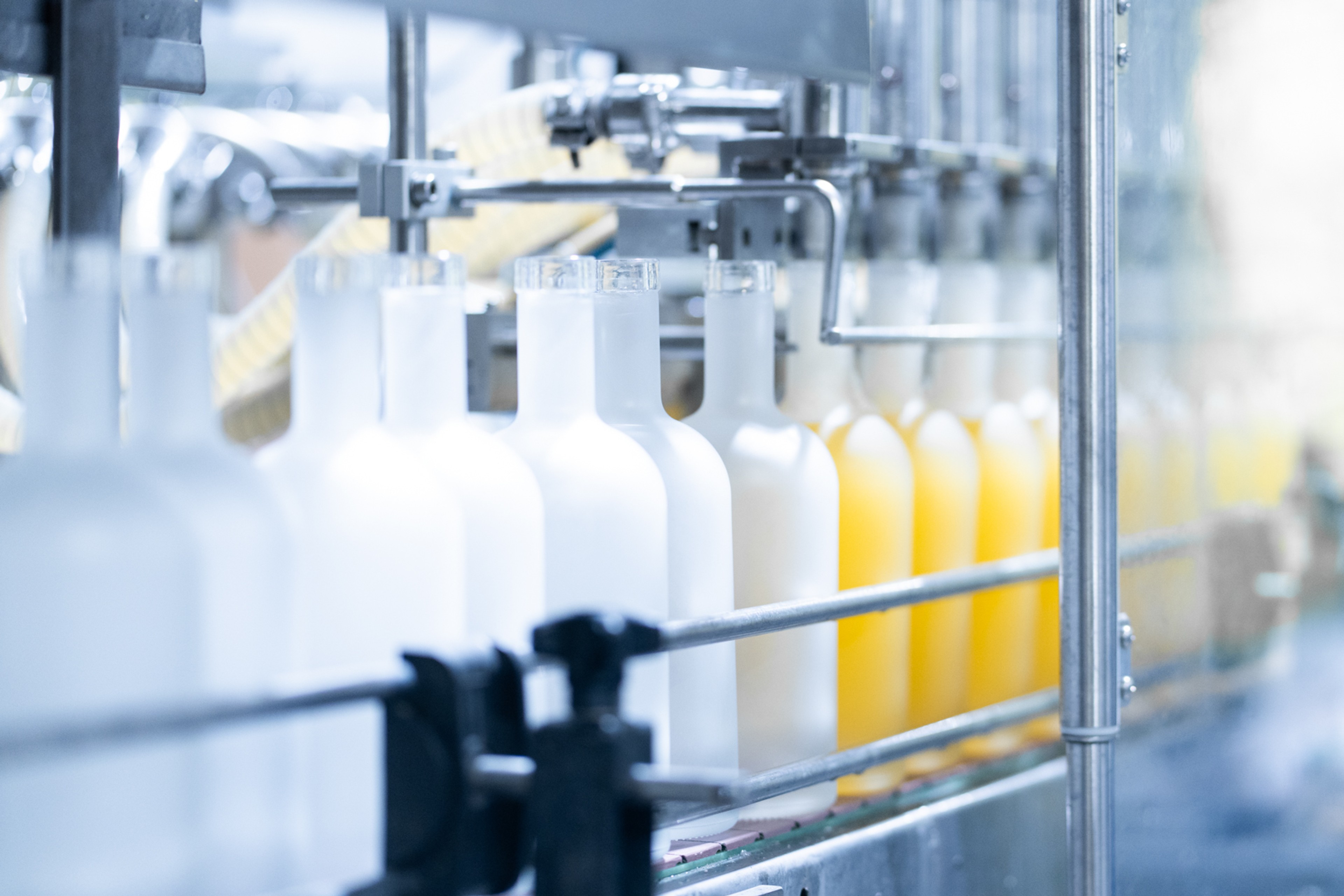 Bottles on factory line