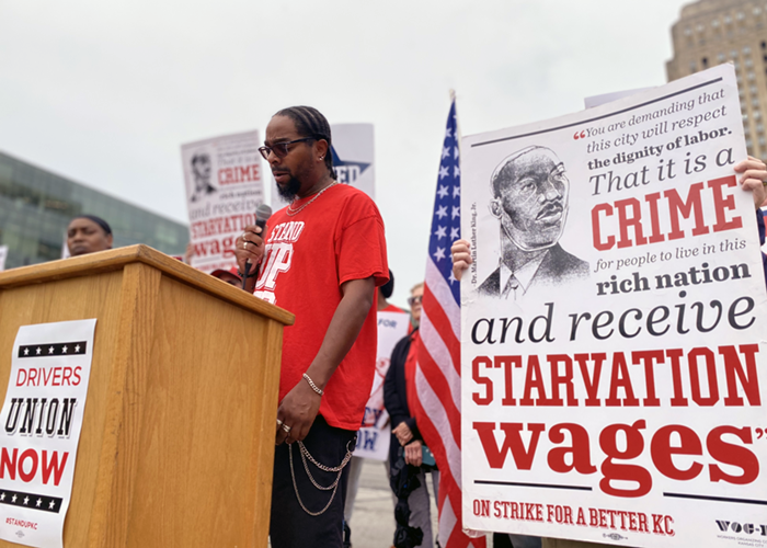 Stand Up KC workers rally for a drivers union and fair wages