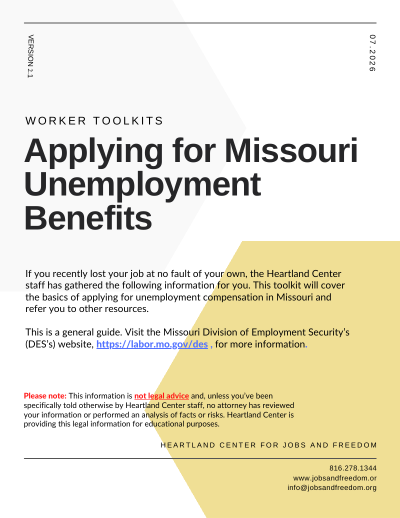 Missouri Unemployment Application cover