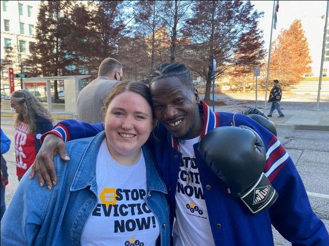 Candace Ladd with tenant leader Khatib Williams in 2021