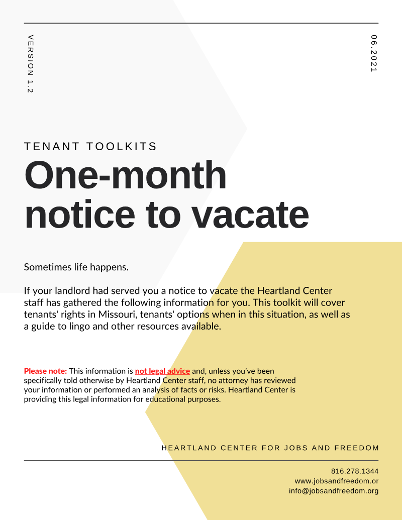 One-Month Notice to Vacate