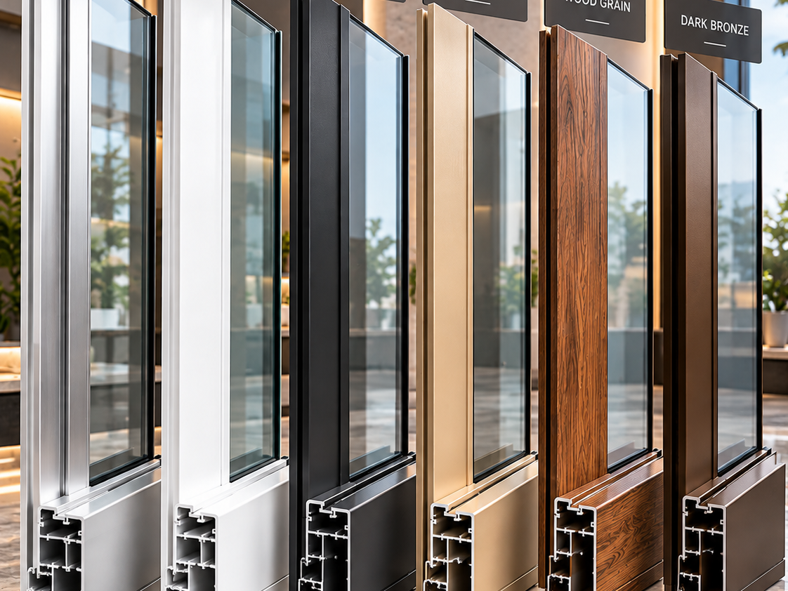 aluminium and glass