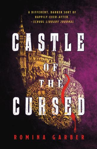 Book cover featuring a golden castle growing from a dead garden with a river of blood flowing down
