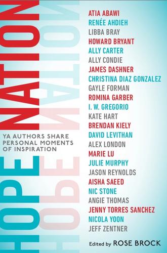 Hope Nation cover with USA colors and list of author contributors.