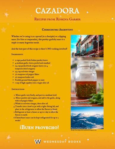 Recipe for Chimichurri written against a yellow gradient background with stars