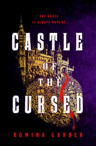 Book cover featuring a golden castle growing from a dead garden with a river of blood flowing down