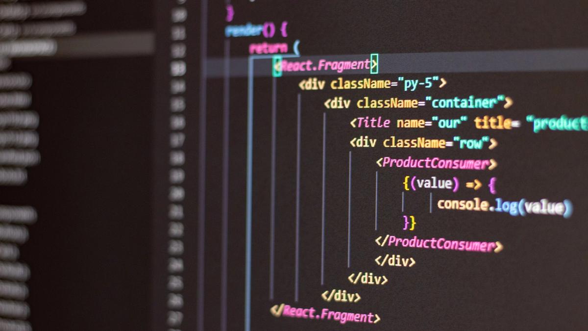 programming language displayed on a monitor zoomed in