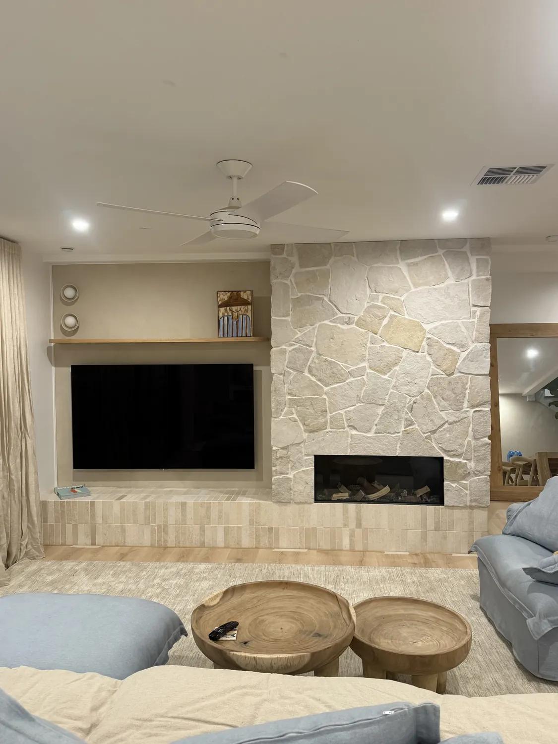 Interior stone feature wall