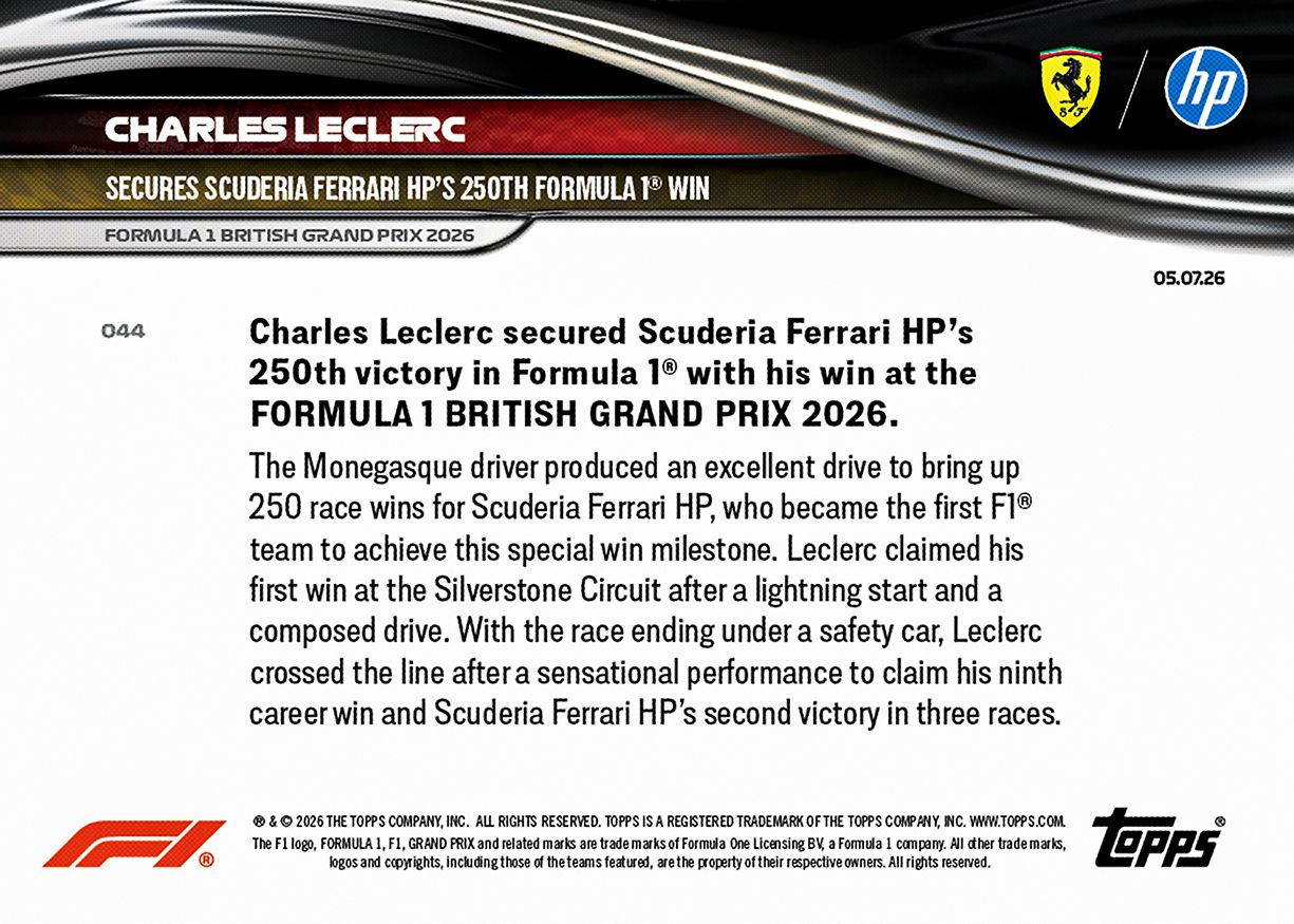 F1 応援のぼり2026 No.29 Charles Leclerc Charles Leclerc - 2026 Formula 1® Topps NOW® - Card 44
