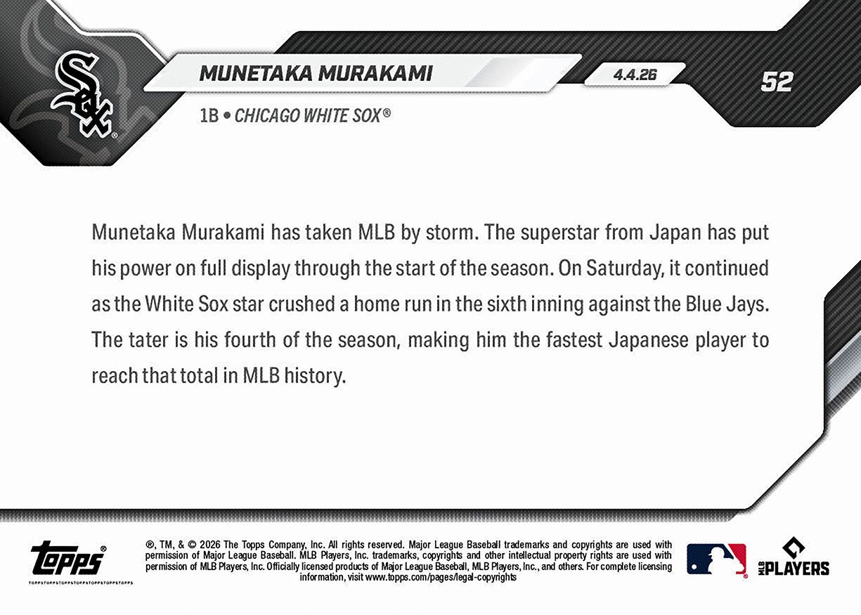 Munetaka Murakami - 2026 MLB Topps NOW® - Card 52 - PR: 5138