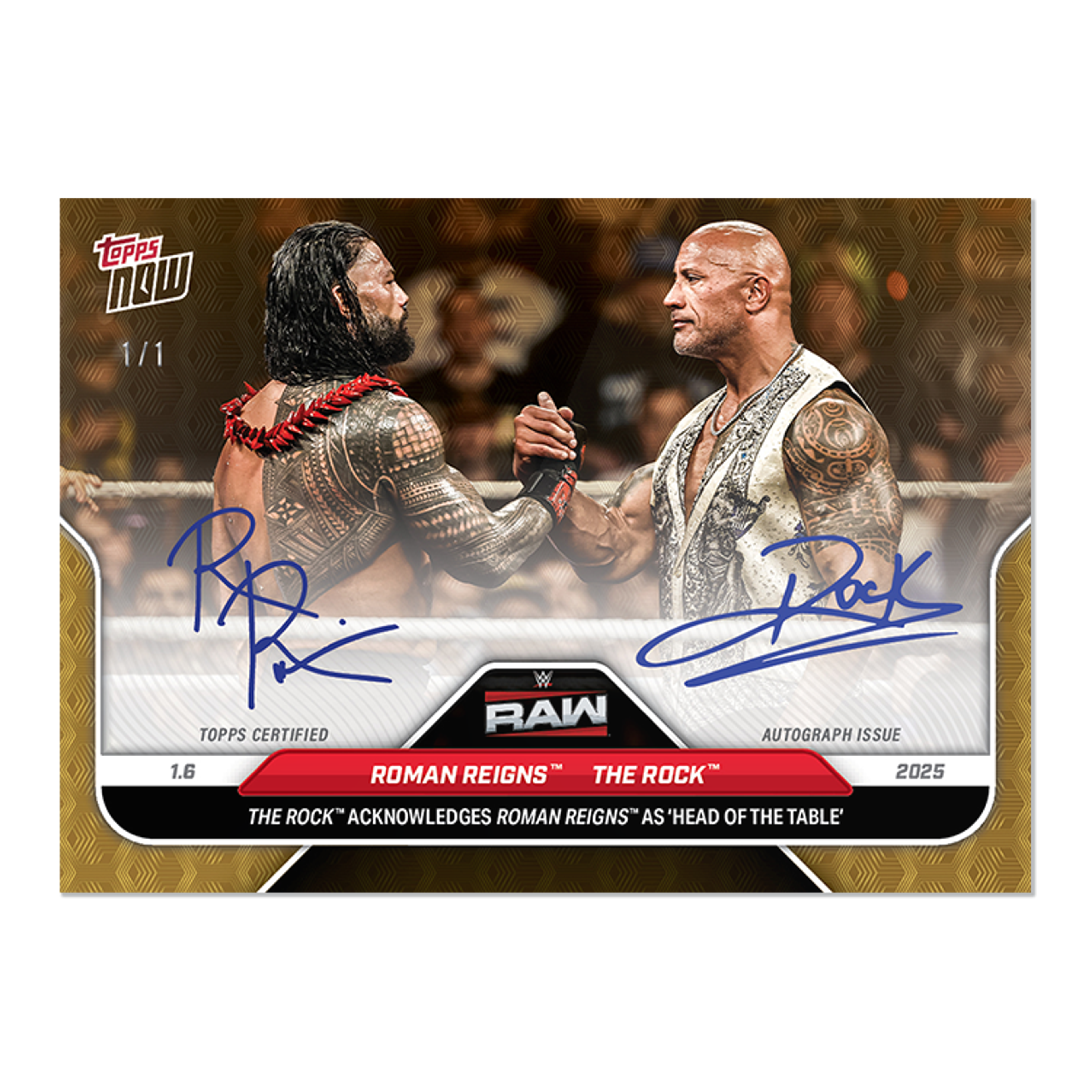 Roman Reigns/The Rock - 2025 WWE Topps NOW® Card 3 - LOOK FOR AUTO