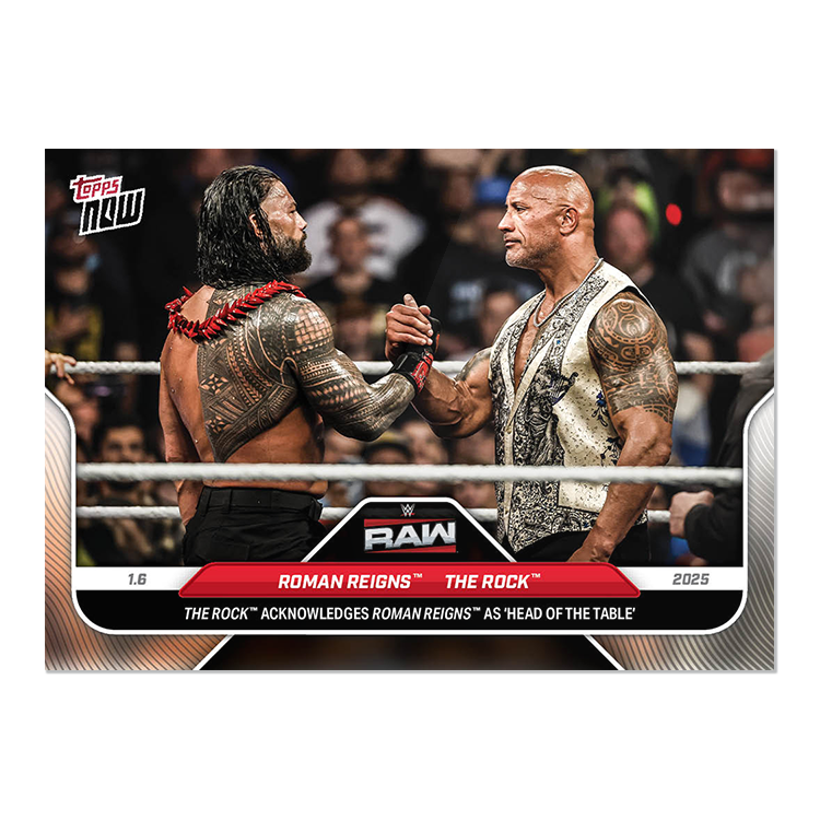 ロマンレインズ　サイン&レリックカード　44/50 TOPPS WWE Roman Reigns/The Rock - 2025 WWE Topps NOW® Card 3 - LOOK FOR AUTO