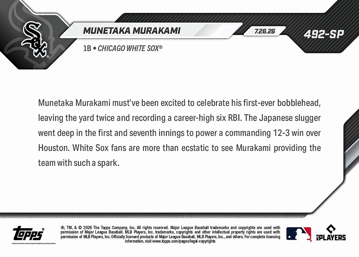 Munetaka Murakami - 2026 MLB Topps NOW® - Card 492