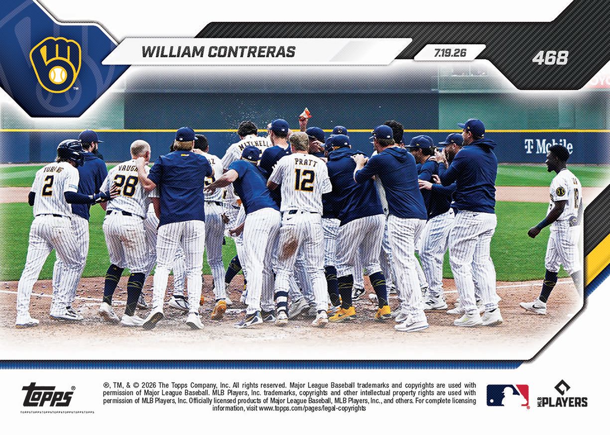 William Contreras - 2026 MLB Topps NOW® - Card 468 - PR: 846