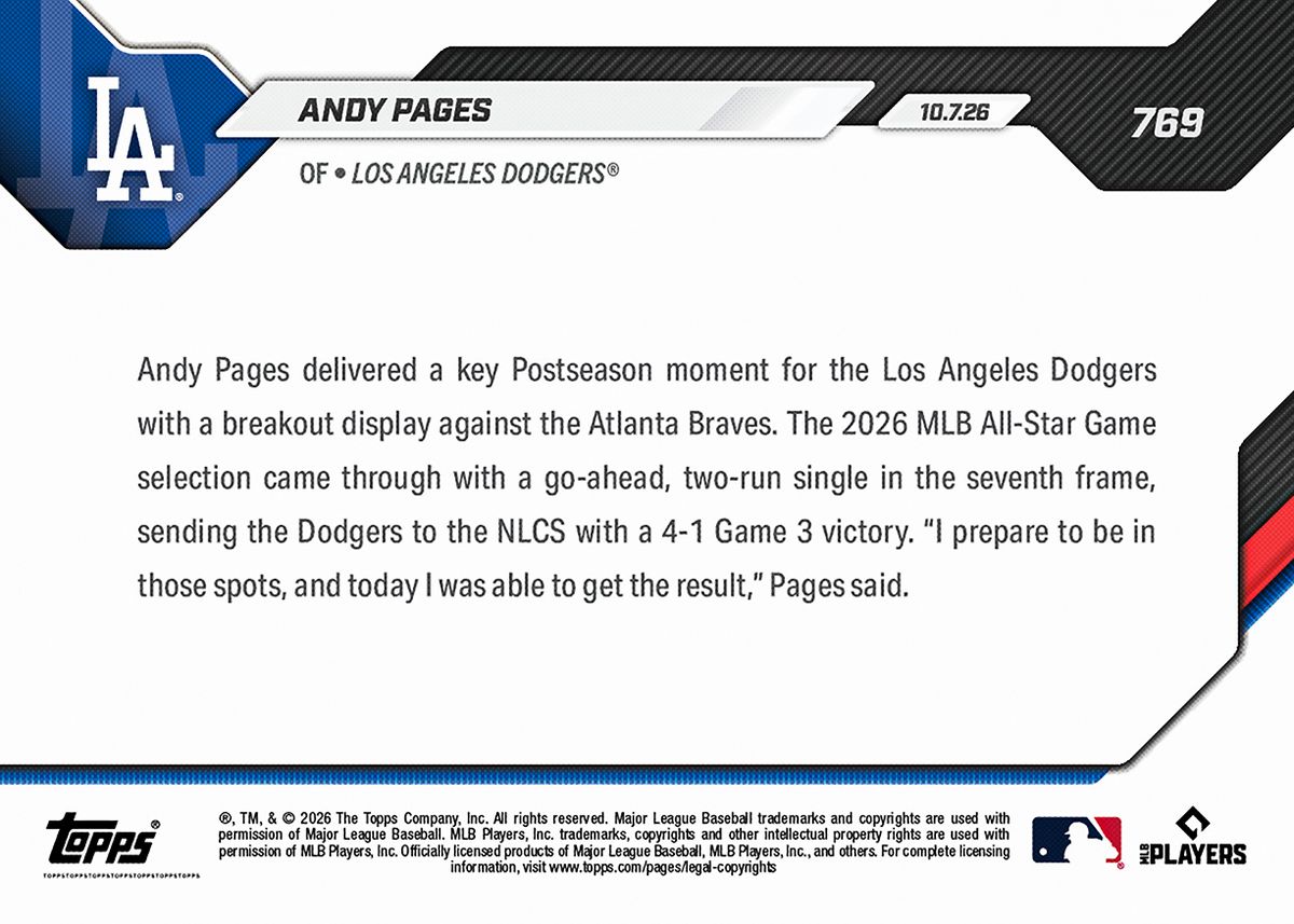 Andy Pages - 2026 MLB Topps NOW® - Card 769