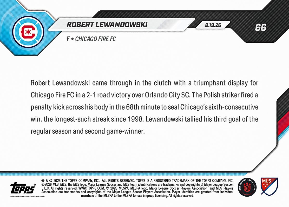 Robert Lewandowski - 2026 MLS Topps NOW® - Card 66