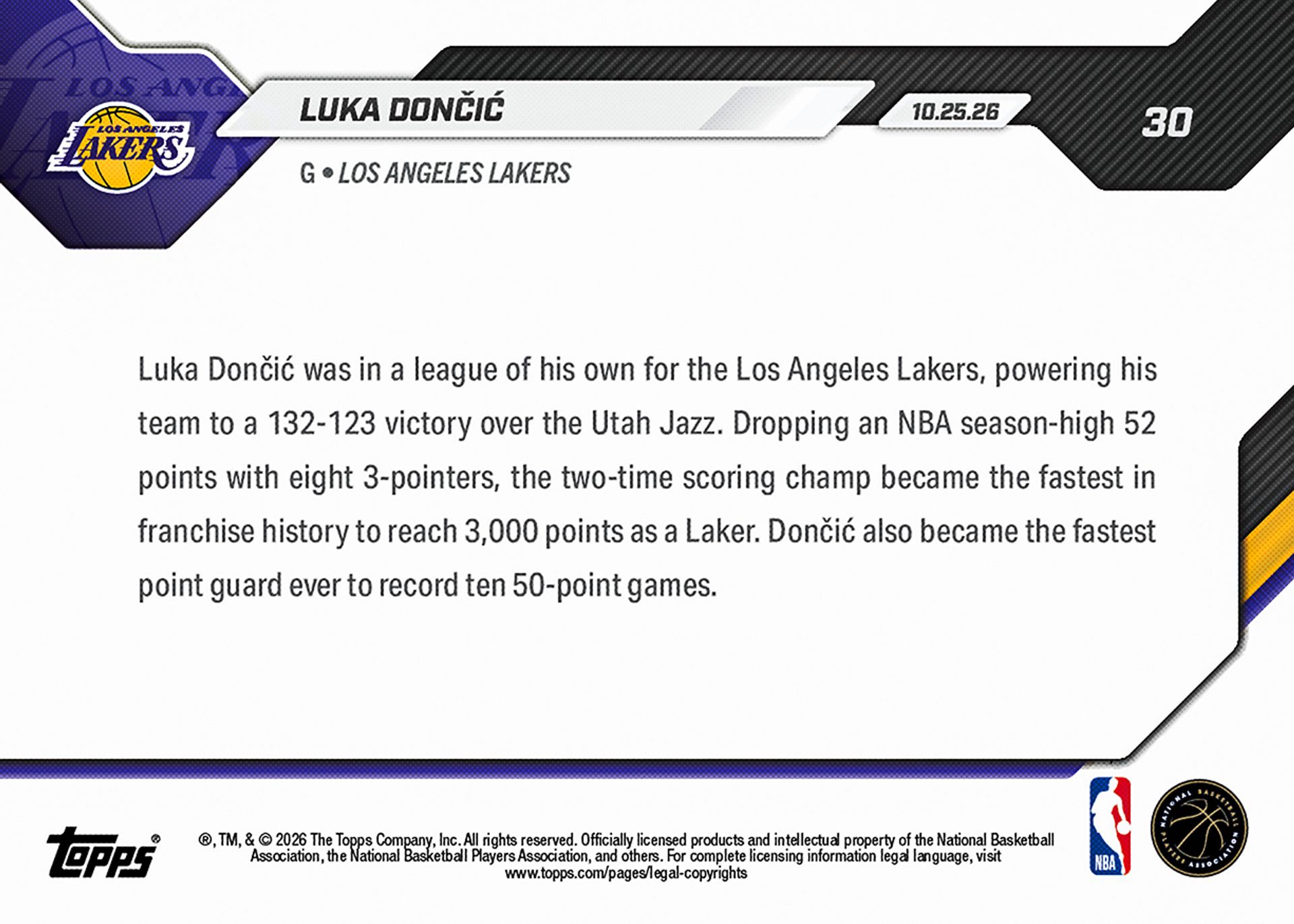 Luka Dončić - 2026-27 NBA Topps NOW® - Card 30