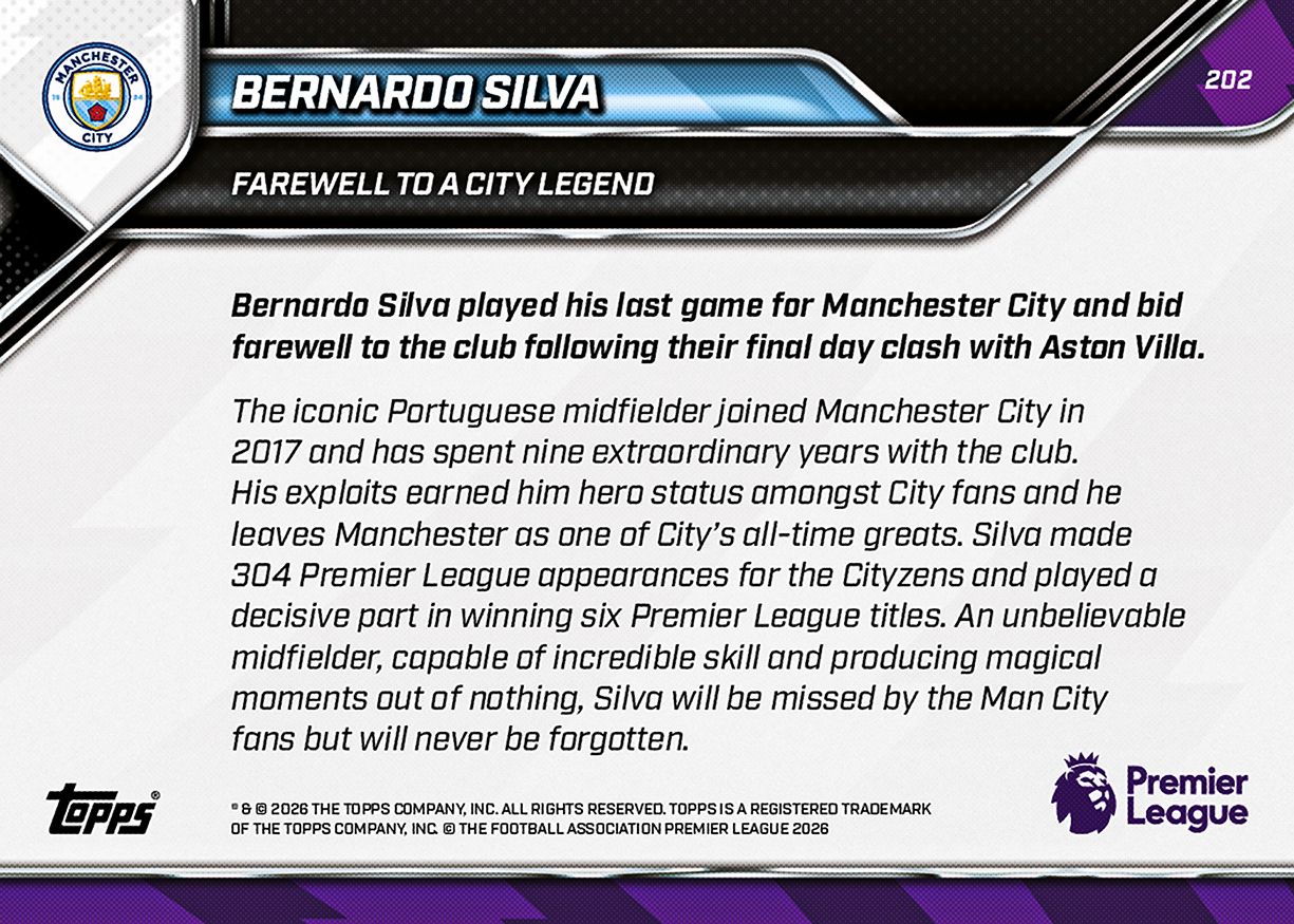 Bernardo Silva - 2025-26 Premier League Topps NOW® - Card 202
