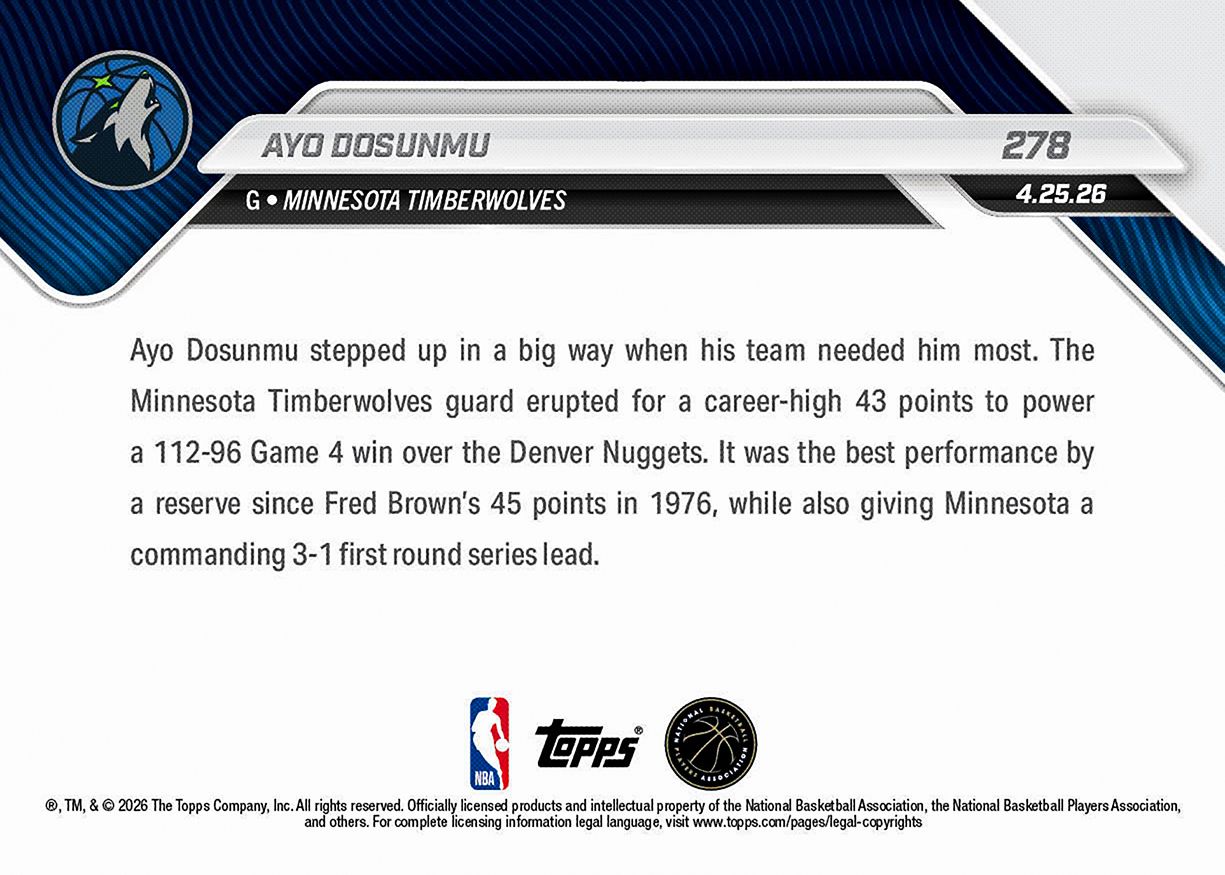 Ayo Dosunmu - 2025-26 NBA Topps NOW® - Card 278