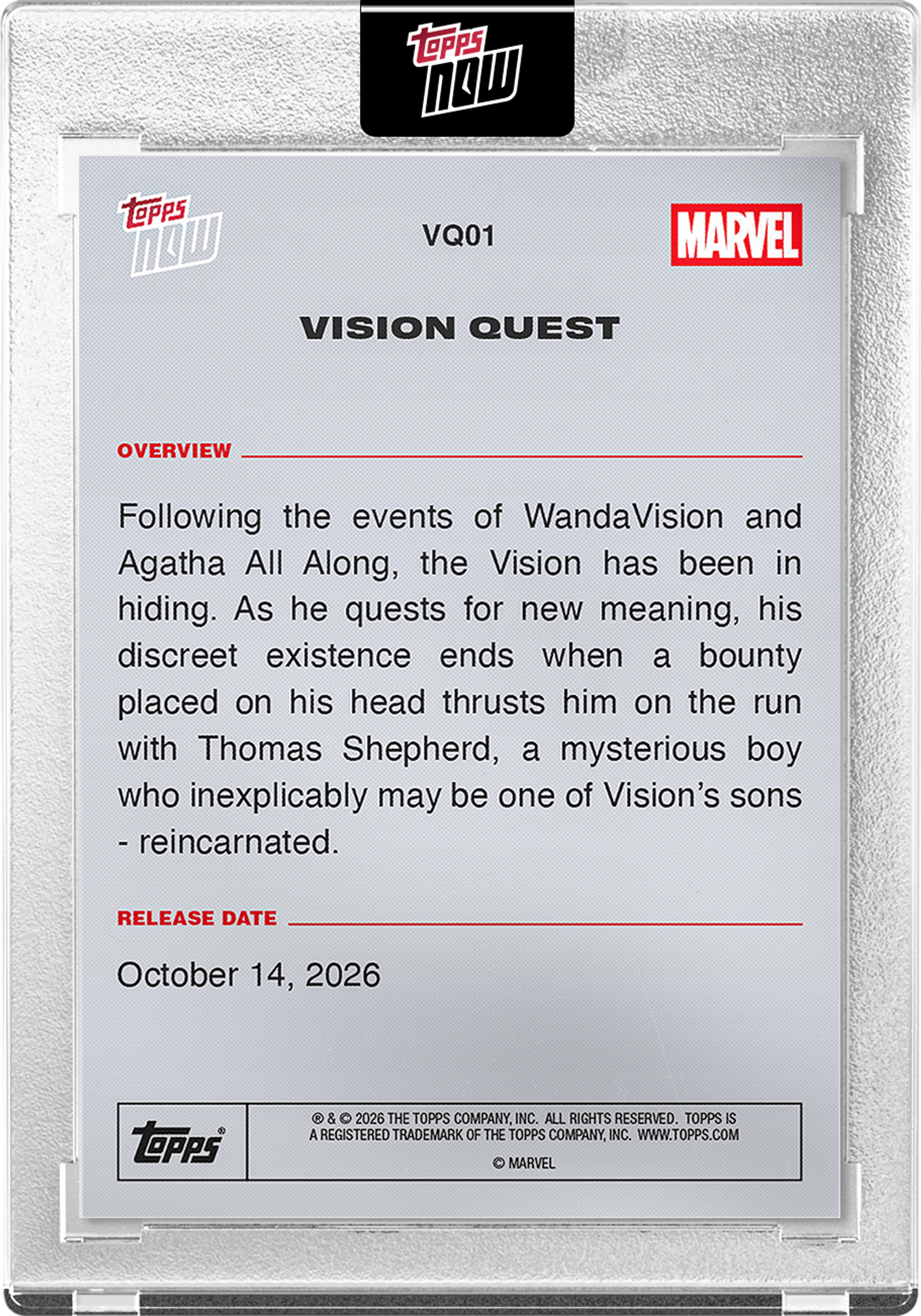 2026 Marvel Topps Now Vision Quest