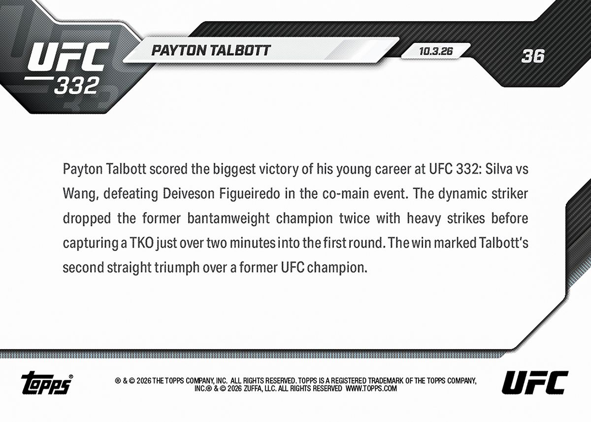Payton Talbott - 2026 UFC Topps NOW® - Card 36