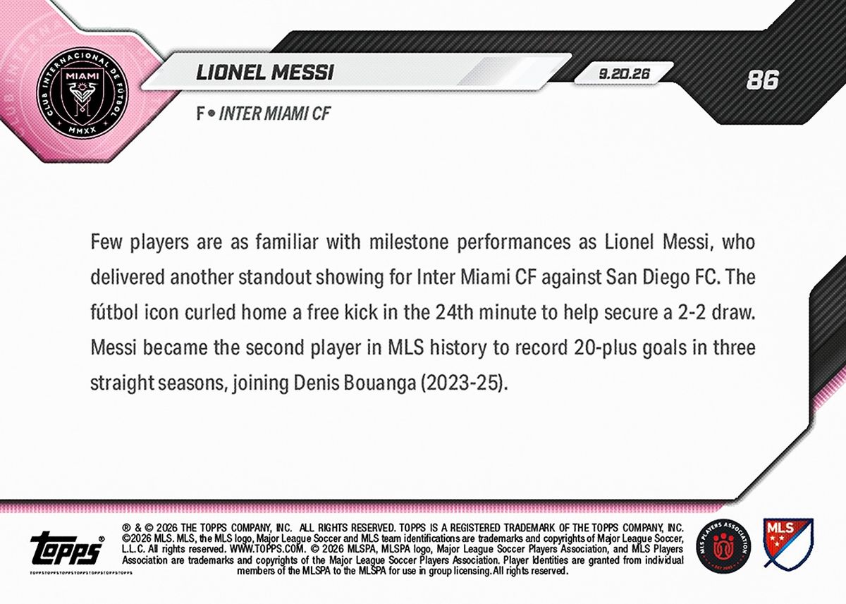Lionel Messi - 2026 MLS Topps NOW® - Card 86 - PR: 6650