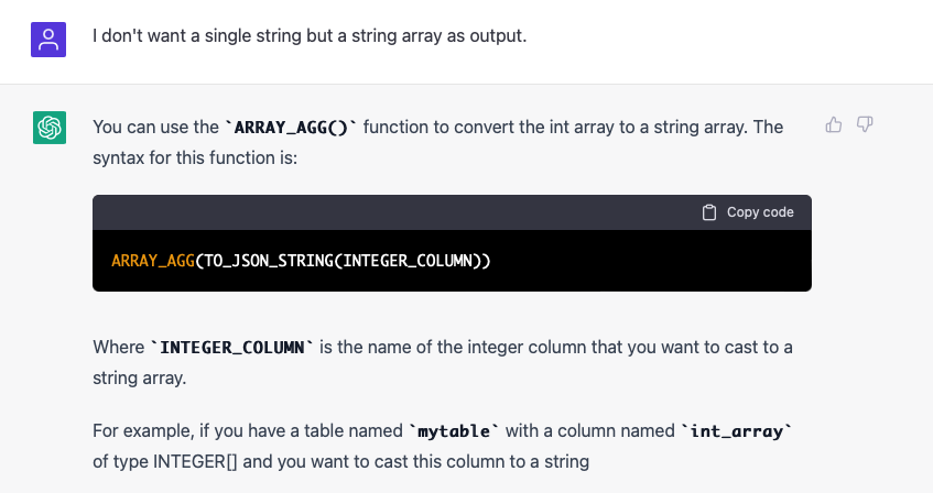 I don't want a single string but a string array as output.
