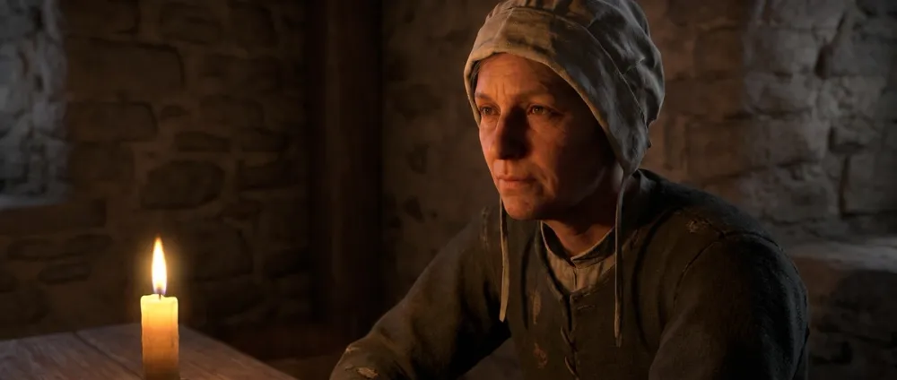 A close-up candlelit portrait of an ordinary historical person in a quiet, reflective moment A close-up candlelit portrait of an ordinary historical person in a quiet, reflective moment