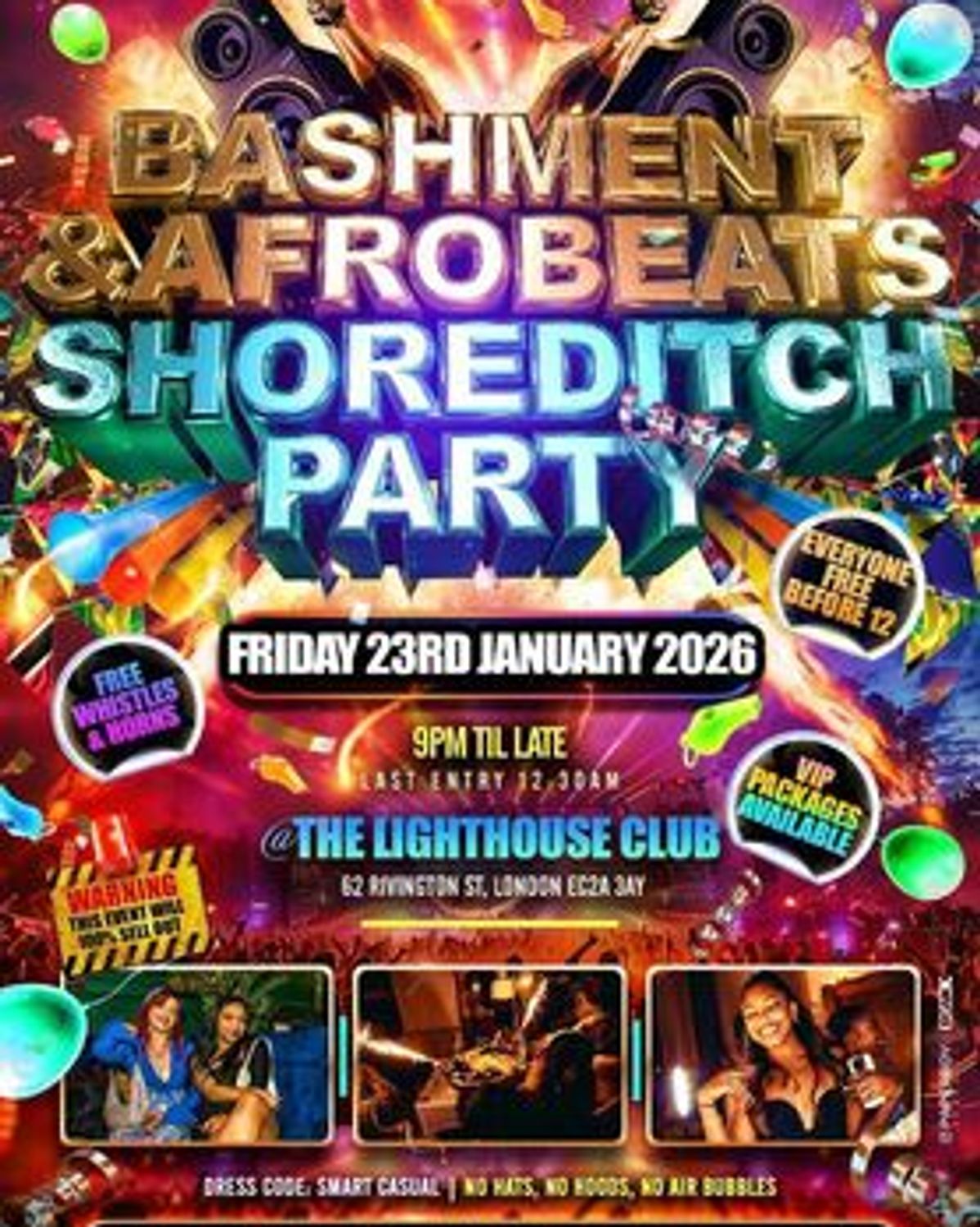 Bashment & Afrobeats - Shoreditch Party (Everyone Free Before 12AM) flyer front