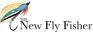 The New Fly Fisher logo featuring a stylized fishing fly with gold, blue, and red coloring above text for a fly fishing brand.