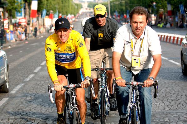 Lance Armstrong and Johan Bruyneel at the Tour de France in the 2000s