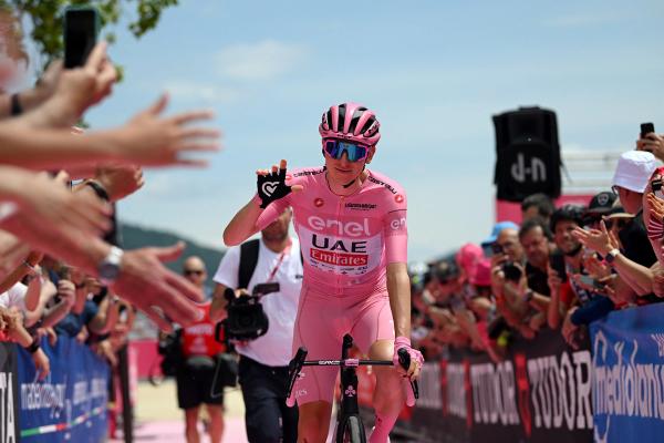 Race leader Tadej Pogačar will be in a pink and granata skinsuit for stage 7's time trial