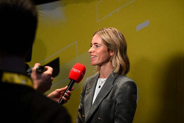 Demi Vollering spoke to the media after the presentation of the 2024 Tour de France Femmes