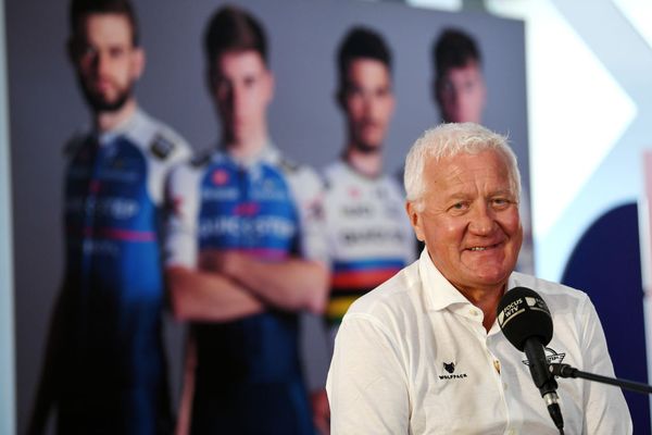 All smiles from Patrick Lefevere as he talks about rider transfers