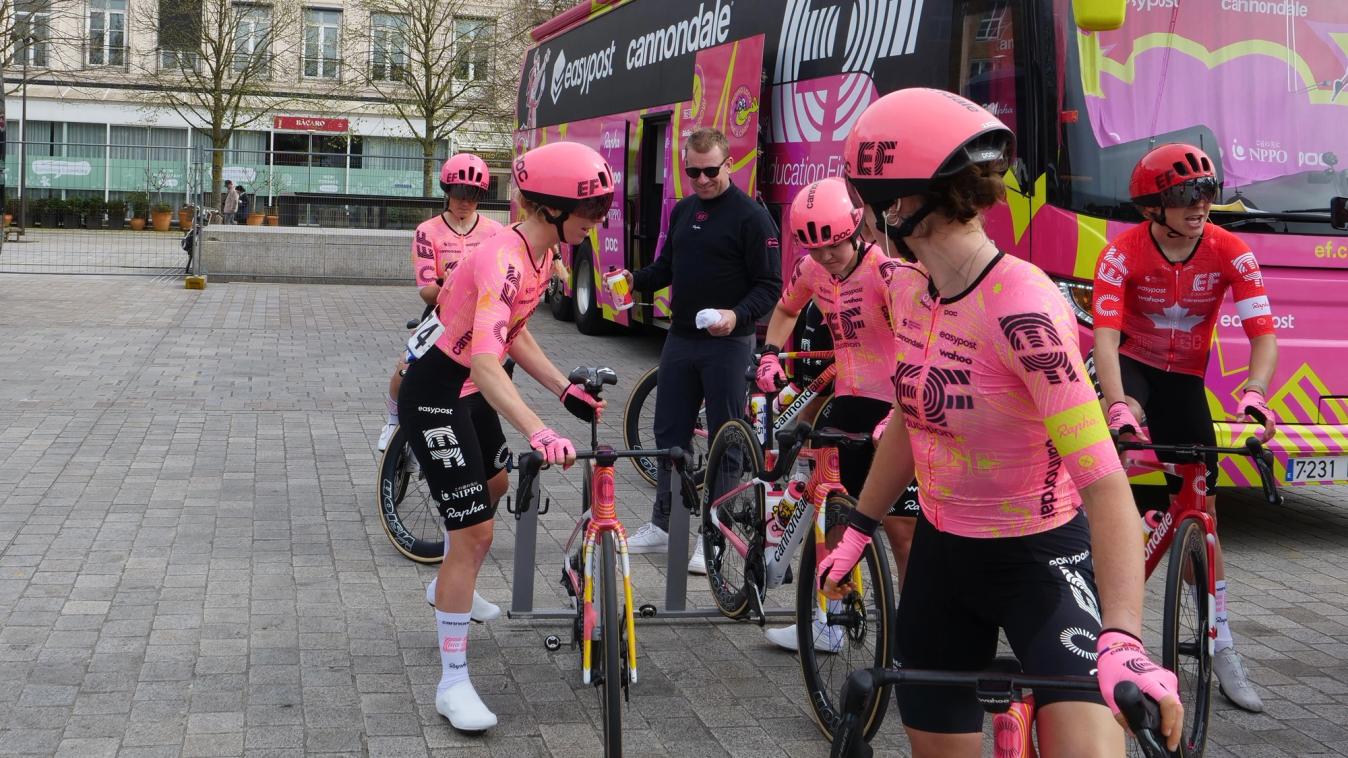 The whole EF Education-Cannondale team used the unreleased POC helmet at Thursday's Brugge-De Panne