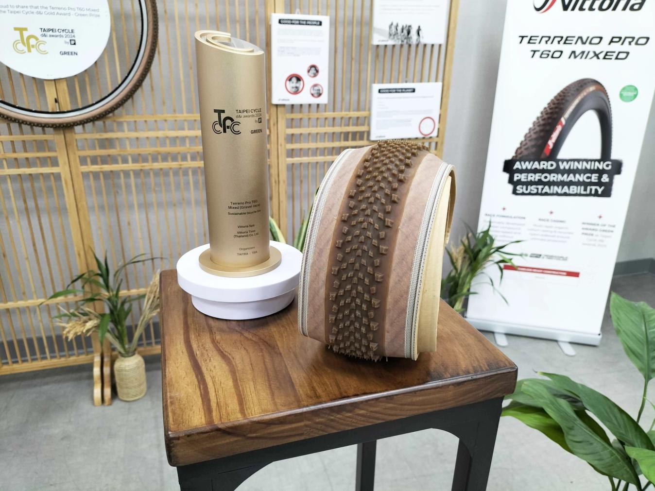 Vittoria's new Terreno tyre, which hasn't officially been released just yet, won the green award at the Taipei Cycle Show