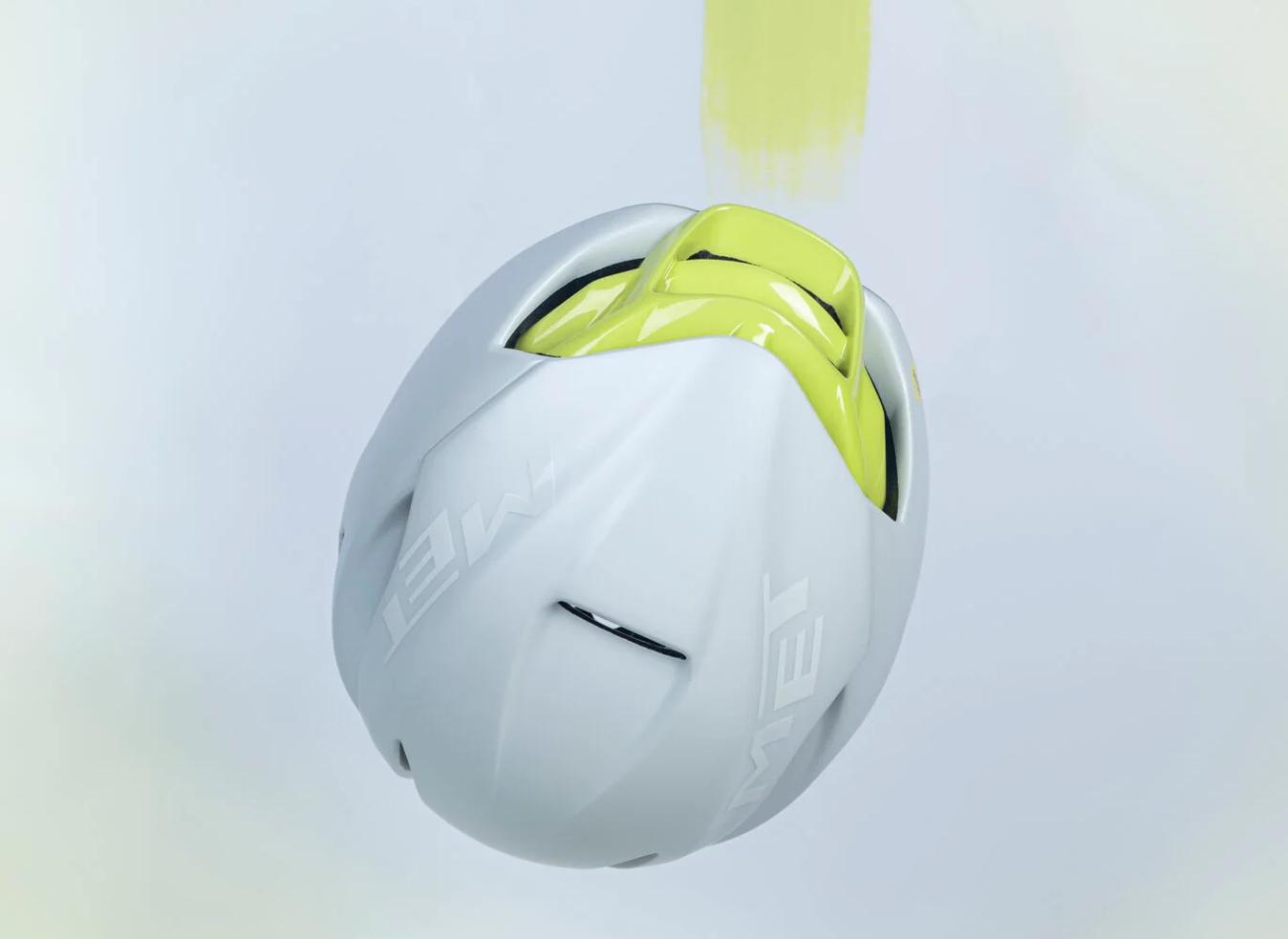 The 'Undyed White' colourway adds lime yellow accents to the white exterior 