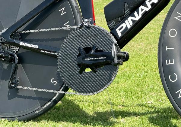 Tobias Foss has a 68t chainring on his Pinarello Bolide time trial bike