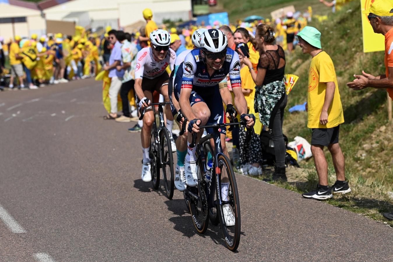 It was Kasper Asgreen who seemed the strongest on the day, but he was unable to shake Matej Mohorič or Ben O’Connor as they approached Poligny