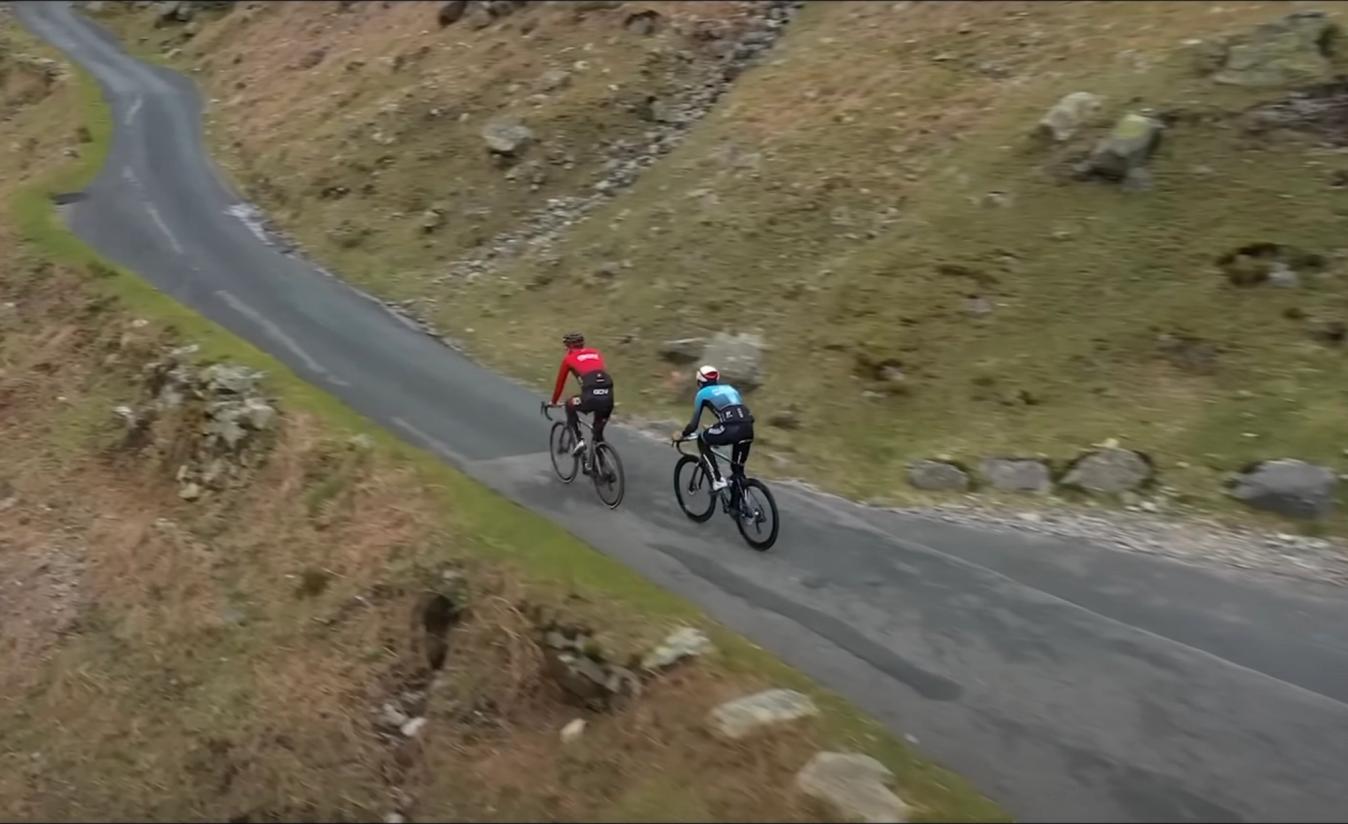 Ollie put the e-bike to good use acting as Shaw's super domestique for the climb 