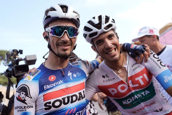 Julian Alaphilippe and Mirco Maestri were breakaway mates on stage 12 of the Giro d'Italia