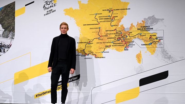 Jonas Vingegaard at the presentation of the route for the 2024 Tour de France