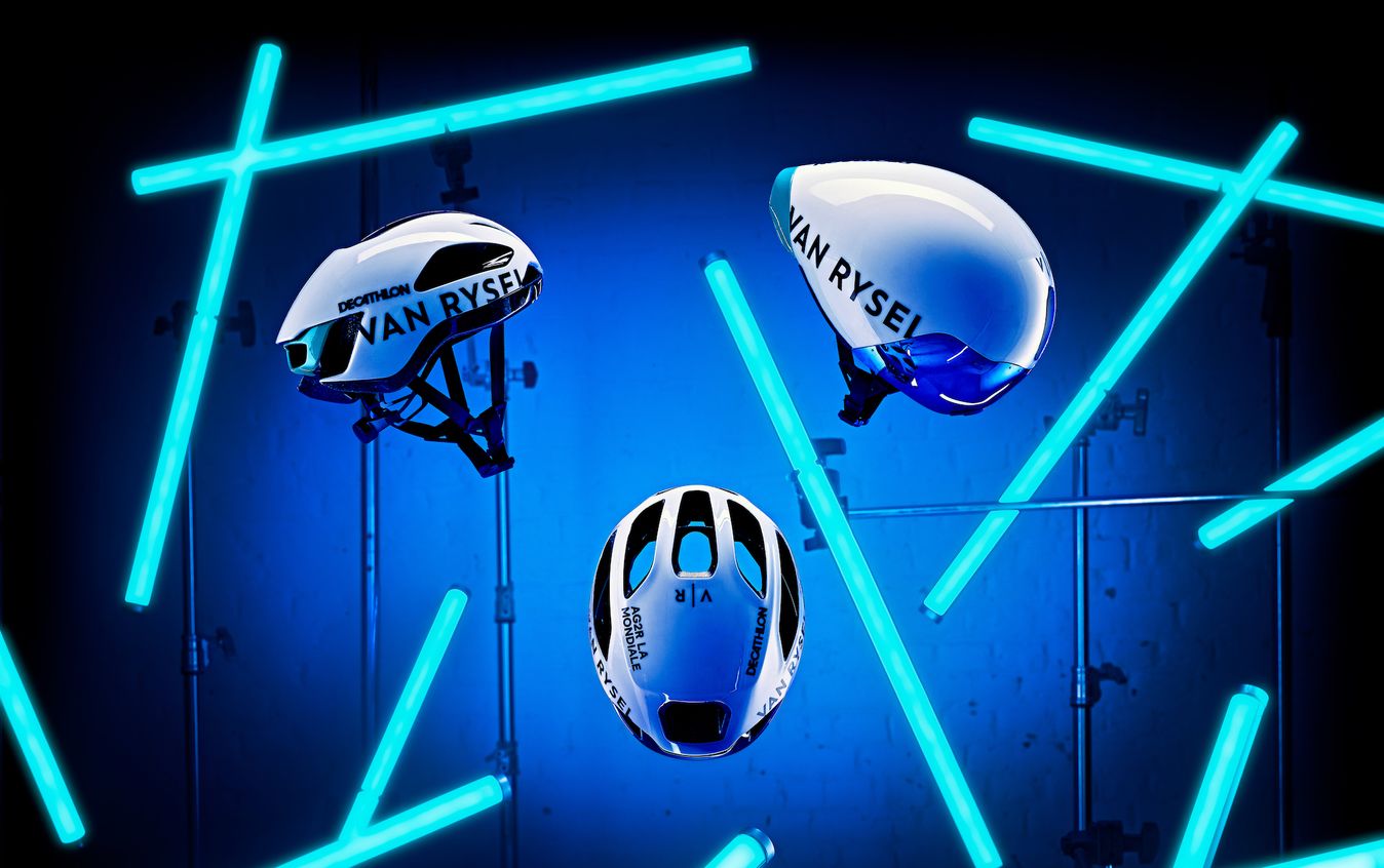 The three helmets in the new Van Rysel line