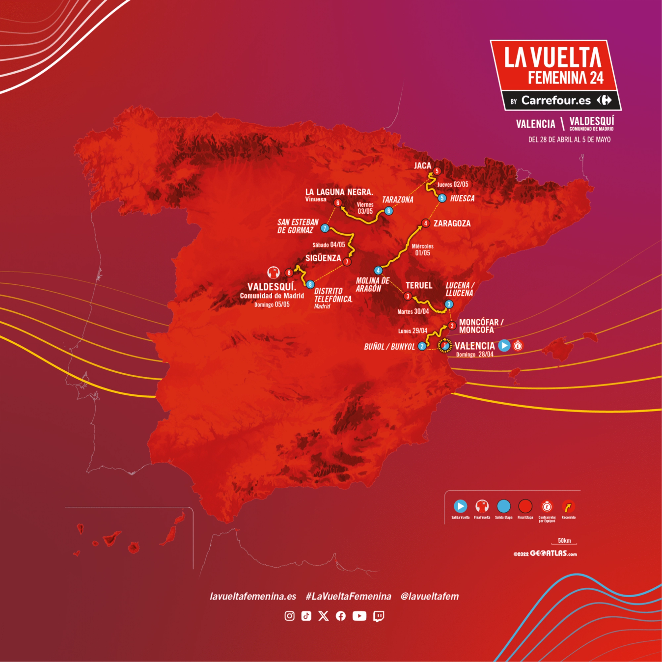 The route for the 2024 Vuelta Femenina